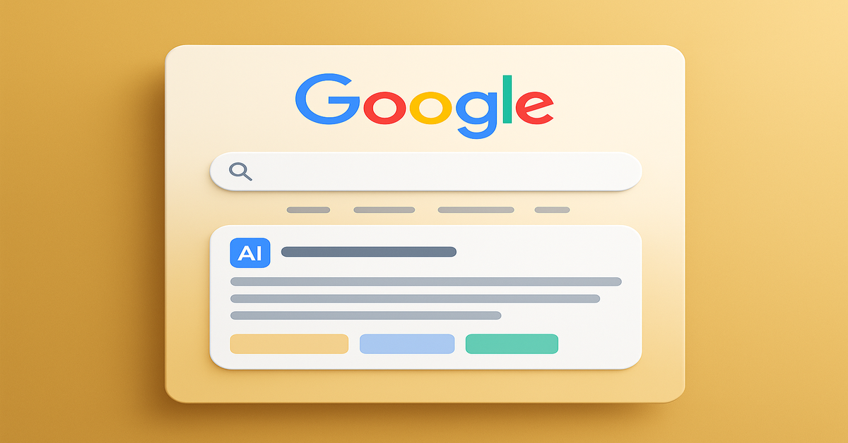 Illustration of a Google AI Overview with golden background representing zero-click search strategy